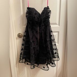 Betsey Johnson Mini Black Polka Dot Dress, Mini Black Dress